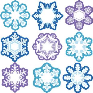 45 Pcs Winter Cutouts, Christmas Accents Paper Cutouts Name Tags Seasonal Winter Bulletin Board Tree Displays Classroom Decor for Teacher Student Homeschool Holiday (Snowflake Style, Blue, Purple)