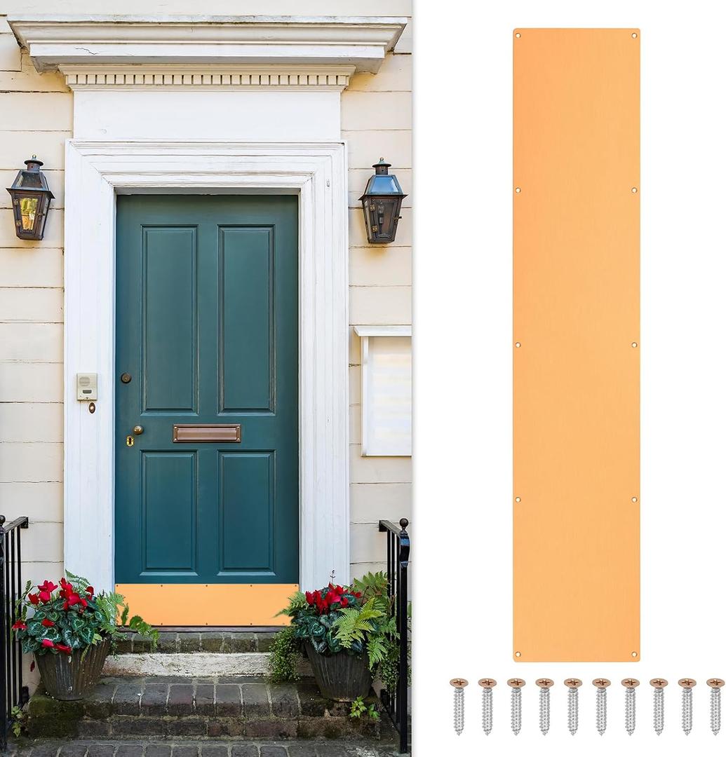 uxcell Door Kick Plate, 6 x 30 Inches Anodized Aluminum Kick Plate Door Plate, 1.5mm (1/16 Inch) Thickness, for Exterior Front Door or Back Door, Copper Gold (Single Pack)