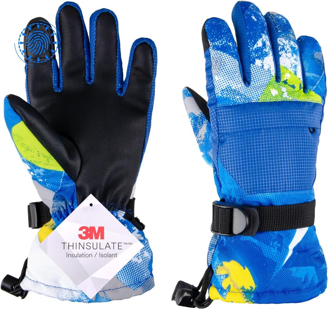 TRIWONDER Kids Ski Snow Gloves Winter Cold Weather Windproof Warm Snowboard Sport Mittens for Boys Girls (7-9 years old)