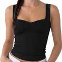 AURUZA Womens Going Out Tank Tops Sweetheart Neck Double Lined Crop Top Backless Sleeveless Y2K Party Top for Date Night Concert Summer Outfits (S)