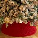 Noiclub Christmas Tree Collar, Adjusted Christmas Tree Base Cover for Artificial Trees, Knit Red Rustic Farmhouse Xmas Tree Ring Skirt for 6ft 6.5 ft 7ft 7.5ft Tree