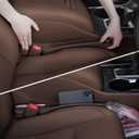 Car Seat Gap Filler Set of 2, 3IN1 Seat Side Gap Filler Plug with Storage Slot & Hook Function, Soft Foam Universal Fit Car SUV Truck Fill Gap Between Seats Console OrganizerNarrow Deep Brown