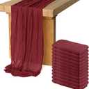 12 Pack Cheesecloth Table Runner, Runner Gauze Boho Wedding Decor Romantic Table Runner for Wedding Birthday Party(35" x 118") (Wine Red)