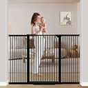 40.5" Extra Tall Baby Gate No Drill, 54.7"-60.2" Extra Wide Dog Pet Gate Indoor Outdoor, Safety Child Toddler Gate, Metal Tension Auto Close No Climb Fence Pet Cat Gate for Stairs, Black