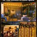 Solar String Lights Outdoor Waterproof, 2 Pack 60 LED 36.5 FT Each, Solar Powered Patio Lights with 8 Lighting Modes for Garden Yard Porch Wedding Party Decor (Warm White)