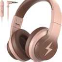Kids Headphones, Wired Headphones for Kids Over Ear with Microphone, 85/94dB Volume Limiter Headphone for Girls Boys, Foldable Headphone for Learning & Entertainment, Gradient Brown