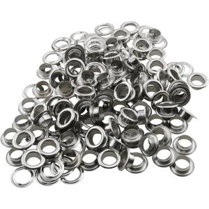 DGZZI 100 Sets Stainless Steel Eyelets with Spacer 8mm Silver Hollow Rivet Grommets Lightbox Fabric Grommets for DIY Crafts Shoes Bead Cores Clothes Leather Canvas Hats Bags