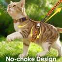 Halypet Cat Harness and Leash Set, Escape Proof 3-in-1 Adjustable Harness for Cats & Kitten, Soft Lightweight, Easy On & Control for Walking, Travel & Outdoor Use, Vibrant Leopard Orange, Medium