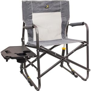 GCI Outdoor Freestyle Rocker Portable Folding Rocking Chair, Outdoor Camping Chair with Side Table (Heathered Pewter)