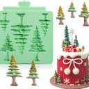 Christmas Silicone Molds,Tree Cake Decorations Mold,Christmas Tree Fondant Molds Sets For Cupcake Topper Decorating Tools Chocolate Candy Gum Paste Polymer Clay Resin-5 Cavity