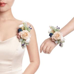 Ling's moment 2pcs Prom Wrist/Shoulder Corsage Artificial Flower, Girl/Mother Homecoming/Wedding Corsage Wristlet Dcor, etc. Dusty Rose Navy