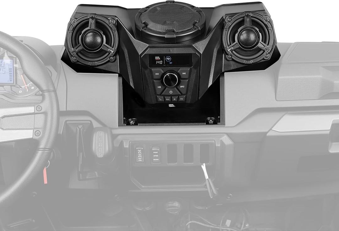 KEMIMOTO UTV 3-Speaker Audio Kit with 5.25" Woofer Compatible with Ranger 1000/1000 XP /1000 XP Crew 2018-2025, Sound System with All-in-One Dash Unit FM Radio Waterproof Accessories