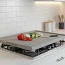 Riveira 30x22 Bamboo Grey Stove Top Covers for Electric Stove & Gas Stove Top Covers for Gas Burners – Large Gas Stove Cover with Handle & Juice Groove – Rustic Stove Covers for Gas Stove Top