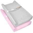 2 Pack Baby Changing Pad Covers, Super Soft Plush Dot Diaper Changing Table Covers Fit 32x16 Inch Changing Table Pad for Baby Boys & Girls