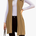 Womens Long Vests Sleeveless Draped Lightweight Open Front Cardigan Layering Vest with Side Pockets size S