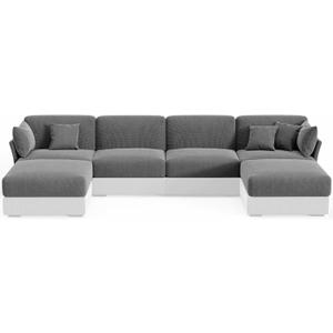 Hudson Comfort U Shaped Sectional Couch Covers  10-Pcs Super Stretchable Sofa Covers  215gsm Soft Microfiber Couch Protector Set - includes 4 Backrest Covers, 4 Seat Covers & 2 Ottoman Covers (Gray)