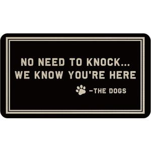 No Need to Knock We Know You're Here Flower Doormat Funny Welcome Mat Floor Mat Rug Outdoor Front Door Bathroom Mats Indoor 30" x 17" Kitchen Rugs and Mats (The Dogs)