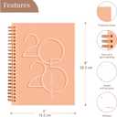 2 x Rileys & Co 2025 Deco Weekly Planner - Annual Weekly & Monthly Agenda Planner, Jan - Dec 2025, Flexible Cover, Notes Pages, Twin-Wire Binding (6 x 8-Inches, Peach)