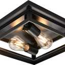 Hamilyeah Farmhouse Flush Mount Ceiling Light Fixture 2 Light, Hallway Ceiling Light Black, Kitchen Light Fixture Ceiling Mount, Simple Close to Ceiling Light Outdoor for Porch, Patio