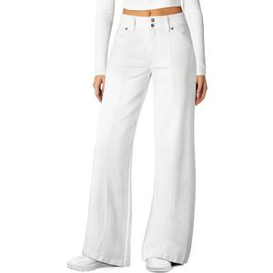 Sidefeel Women's Wide Leg Jeans High Waisted Stretchy Straight Leg Jeans Trendy Seamed Front Loose Denim Pants, Size 6