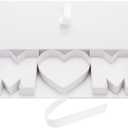 SHENGHE Empty MOM Letter Shaped Gift Box Mother's Day Paperboard Sweet Flower Chocolate Packaging (M Heart M, White)