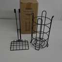 TomCare Toilet Paper Holder Stand with Shelf Free Standing Toilet Paper Roll Holder with Toilet Paper Dispenser Sturdy Metal Tissue Holder Storage Shelf for Bathroom Black