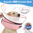 Elevated Inflatable Dog Cone Collar Alternative After Surgery, Dog Donut Collar, Soft Pet Cone to Stop Licking for Dogs  Solid Pink, S (Neck 7"-9.5")