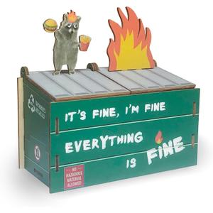 2 x Desk Dumpster Pencil Holder - 2 compartments for office supplies - Funny Desk Office Accessories - Great Gift for Coworkers - White Elephant Gift, Everything is Fine