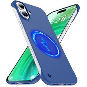GRECAZO Magnetic Slim Case Fit for iPhone 17 Phone Case 6.3"(2025) Ultra-Thin Lightweight Durable Frameless Matte Hard for MagSafe Cover Case with Pull Ring Shockproof Non Slip Rope-Blue
