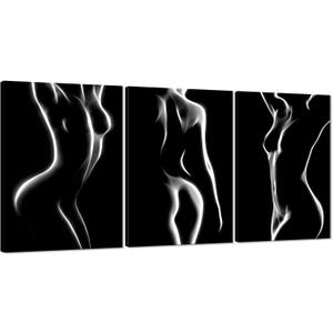 MAMAGO Sexy Naked Woman Canvas Wall Art Abstract Black and White Poster Woman Body Painting 3 Piece Minimalist Home Decor for Bedroom Living Room Framed Easy to Hang-24"x36"x3pcs