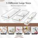Criusia 14 PCS Clear Plastic Drawer Organizer Set - 5 Large Size Versatile Kitchen and Bathroom Organizer Trays, Non-Slip Storage Bins for Makeup, Utensils, Tool and Office Desk