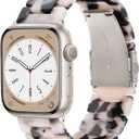 V-MORO Resin Bands Compatible with Apple Watch Series 11/10 Band 40/41mm Lightweight Fashion Strap Bracelet with Starlight Buckle for iwatch Series SE/9/8/7/6/5/4/3/2/1(Tortoise Stone,38/40/41/42mm)