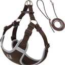 Dog Harness, Reflective No-Pull Pet Vest Harness for Small Medium Dogs, Adjustable Breathable Sandwich Mesh Fabric Harness for Walking Hiking Outdoor (Brown, S)