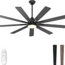 warmiplanet Ceiling Fans with Lights and Remote Control, 62-Inch, Reversible Silent DC Motor, 6 Speeds, 3 Color Dimmable LED Light, Timer, Black, 9-Blades