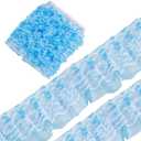 GORGECRAFT 10m Double Layer Pleated Organza Lace Edge Trim 5cm Wide Gathered Voile Mesh Chiffon Tulle Fabric Ruffles Lace Ribbon for Sewing Crafts Wedding Dress Party Accessories Decor Clothes Blue (Deep Sky Blue)