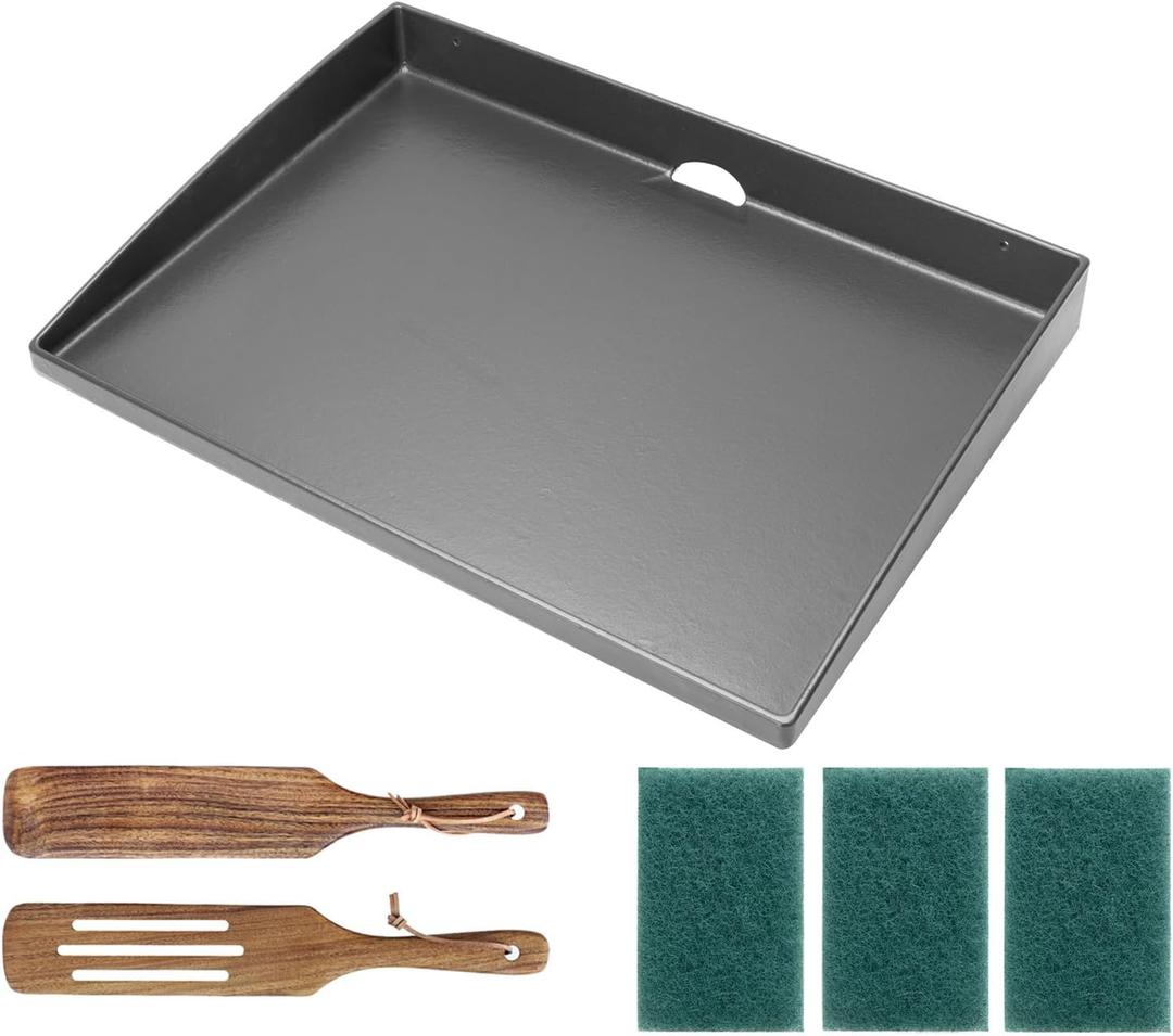 Flat Top Grill Griddle with Accessories Kit for Blackstone 22 inch Table Top Griddle, Heavy Duty Cast Iron, Compatible with Camping and Outdoor Cooking (24" x 20" x 4")
