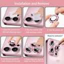 Compatible for iPhone 11, 11 Mini, 11 Pro & iPhone 11 Pro Max Camera Lens Protector (3+1 Pack) - Bling Sparkling Glitter, Anti-Scratch Camera Cover with Tempered Glass, Case Friendly (Pink)