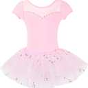 Gogokids Ballet Leotards for Girls, Toddler Bow Back Dance Dress Outfit with Removable Tutu Skirt Combo