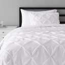 Amazon Basics Soft, Lightweight Twin Size Comforter Set, All-Season Down-Alternative 2-Piece Bedding Set, Pinch Pleat Design with Piped Edges, Twin/TwinXL, Bright White