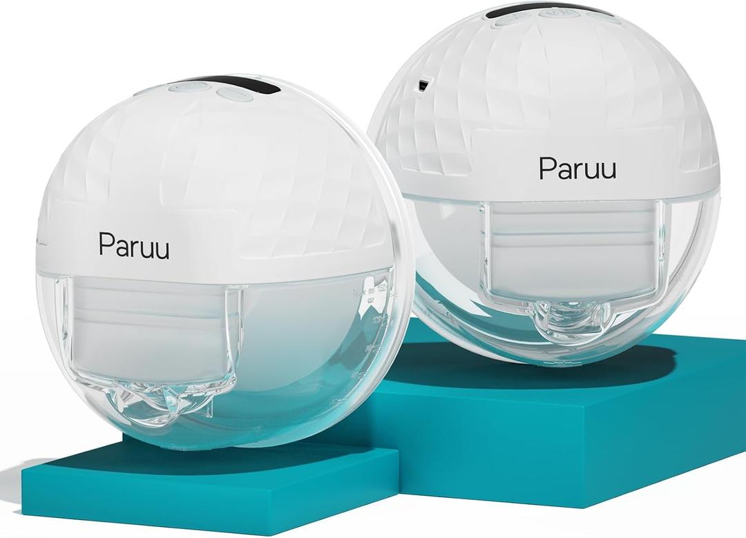 Paruu P10 Hands-Free Breast Pump Wearable, 338mmHg Strong Suction, Low Noise, 4 Modes & 9 Levels, Electric Breast Pump Portable, Smart Display, 19/21/24/28mm Insert/Flange, 2 Pack (White)