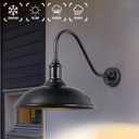 18" Outdoor Gooseneck Barn Light, Matte Black Large Wall Light for Garage, Porch, Entryway, Farmhouse Exterior,Storefront and Sign Lighting (No Sensor), 18"Diameter