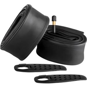 FANSPRO 2 Pack of 26 Inch Bike Tube 26x2.125 26x2.20 26x2.25 26x2.30 26x2.35 26x2.40 Heavy Duty Bicycle Tube with 2 Tire Levers, 48mm Schrader Valve Premium Quality Butyl Inner Tube