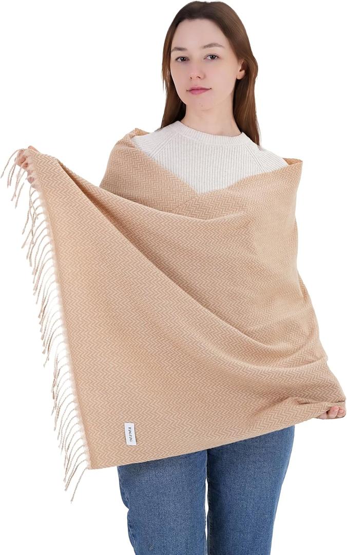 Winter Scarf for Women Cashmere Feel Pashmina & Blanket Wrap Cozy Fashion Shawl Ideal Christmas & Holiday Gift (Camel)