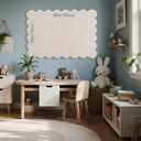 Scalloped Bulletin Board 40x30 inches, Decorative Felt Pin Board for Wall