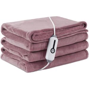 LaffyLo Electric Heated Blanket Twin Size 62"84", Breathable & Luxurious Flannel,Soft Warm Gift with Over-Heat Protection, 4 Heating Levels & 10 H Auto Shut Off, Machine Washable, Purple