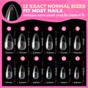 UNA GELLA Almond Gel Nail Tips, 504PCS Pre Etched Clear Fake Nails Tips Medium Almond Shape - 12 Sizes Full Cover Soft Acrylic Press On Nail Extensions No C Curve Gift for Diy at Home