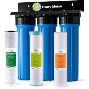 iSpring WGB32B-KS Whole House Water Filter System, 3-Stage Filtration, Reduces Heavy Metals, Hydrogen Sulfide, Chlorine, Chloramine, Sediments