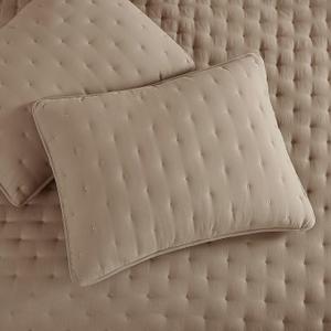 Beige Cloud California Cal King Size Quilt Bedding Sets with Pillow Shams, Oversized Tan Lightweight Bedspread Coverlet, Taupe Camel Soft Cute Bed Cover for All Season