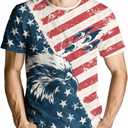 Casual American Flag T-Shirt Eagle Short Sleeve Patriotic T-Shirts for Men (XXXL)