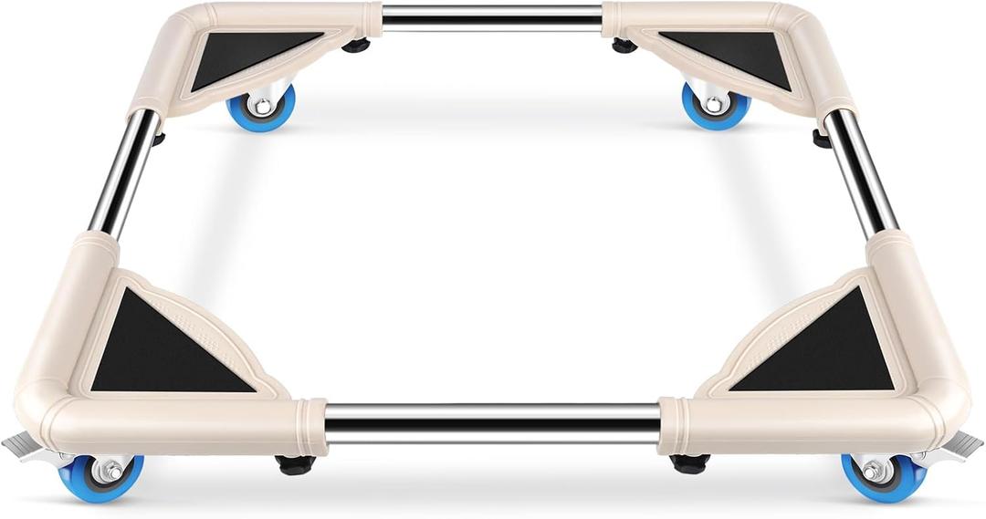 SPACECARE Mobile Roller with 4 Locking Wheels - Adjustable Furniture Dolly Washing Machine Stand Refrigerator Base Moving Cart (Off White)